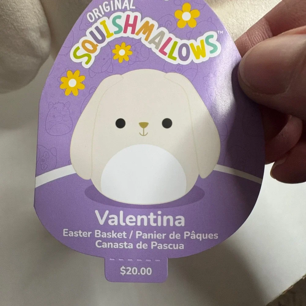 Squishmallows Valentina Bunny Easter Basket Plush Bag Cream White‎